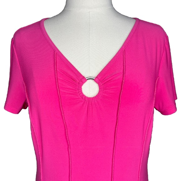 Juniper + Lime Barbie Pink Blouse Top Size S Metal Ring Sexy Pretty Blouse - Picture 5 of 8